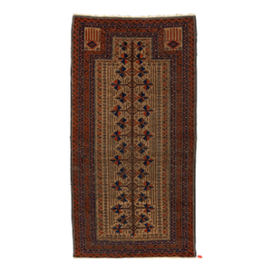 Brown Antique Turkmen Persian Wool Rug With Geometric Design