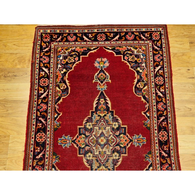 Persian 1940s Vintage Persian Kashan Area Rug, Wool on Cotton, Floral Design For Sale - Image 3 of 9