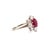 Modern Vintage 18k White Gold Gia 3.93ctw Burma Ruby Halo Diamond Floral Cocktail Ring, Size 6.5 For Sale - Image 3 of 8