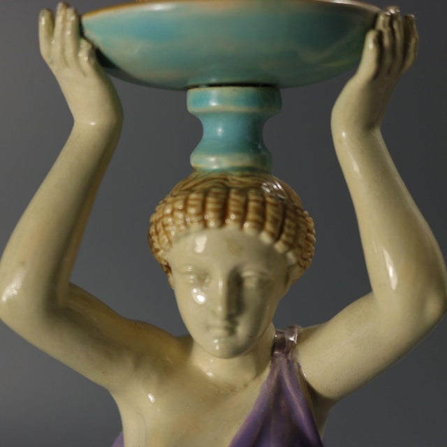 George Jones Majolica Egyptian Figural Candlestick For Sale - Image 13 of 13