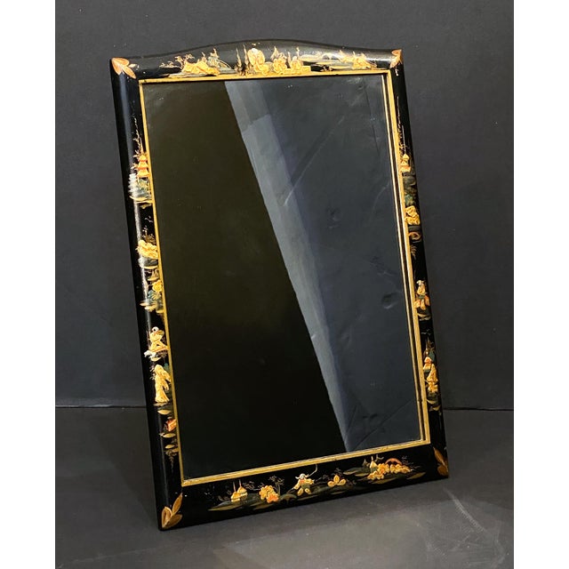 English Vanity Mirrors With Chinoiserie Black Lacquered Frames - Two Available For Sale - Image 12 of 17