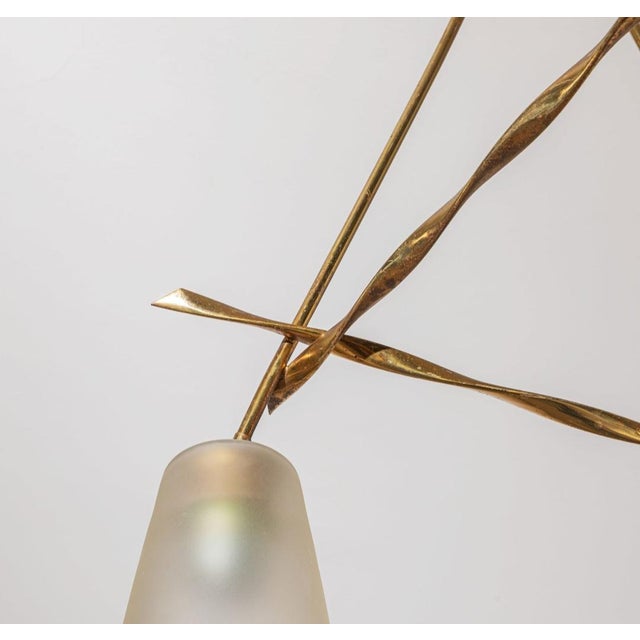 Fontana Arte Vintage Pendant Light with Twisted Brass Structure from Fontana Arte, 1950s For Sale - Image 4 of 18
