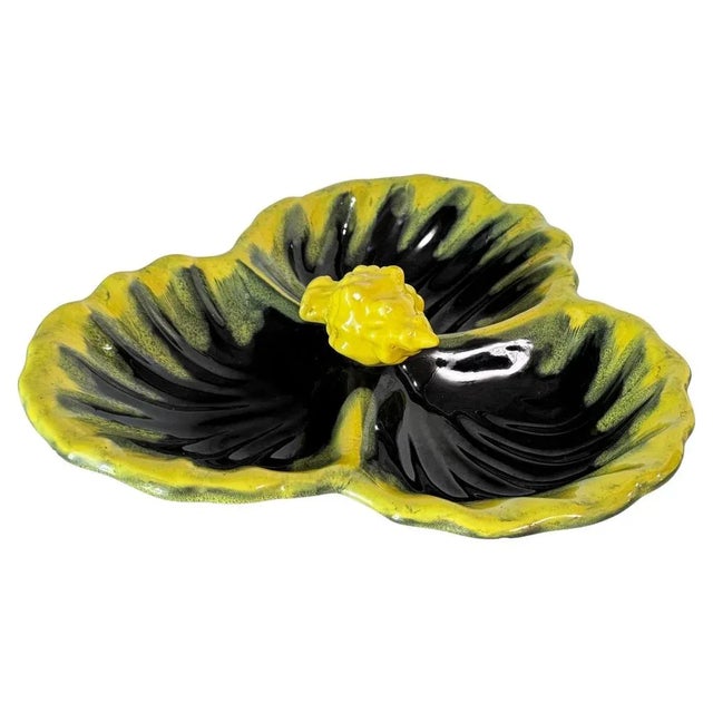 Yellow and Black Ceramic Catchall with 3 Compartments from Vallauris, 1970s For Sale - Image 17 of 17