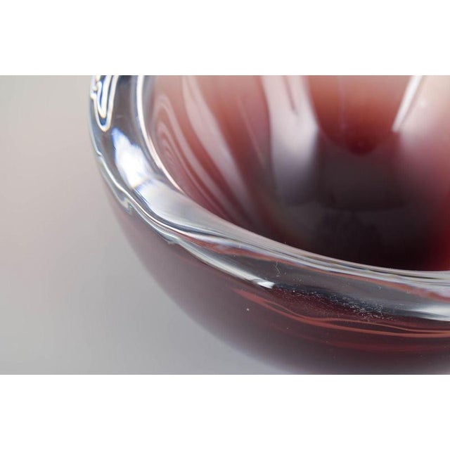 Murano Art Glass Bowl in Deep Ruby and Clear Tones, 1960s For Sale - Image 3 of 5