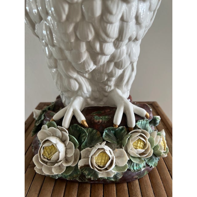 Mid 20th Century Italian Mottahedeh Porcelain Large Owl For Sale - Image 9 of 13