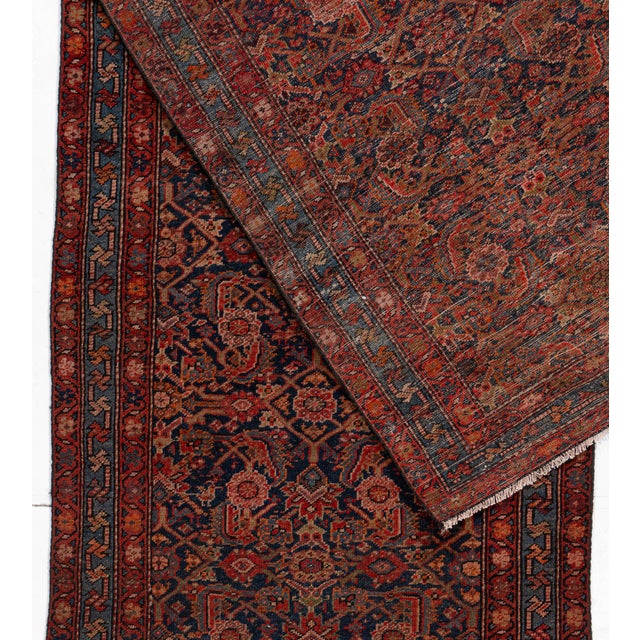 Antique Circa 1910 Red Malayer Hand Knotted Runner 3ft 5in X 15ft 5in For Sale - Image 15 of 16