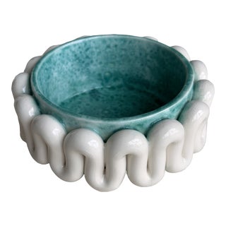 Paola Navone Turquoise Ceramic Dish For Sale