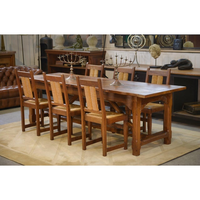 Large Elm Farmhouse Table, 1950s For Sale - Image 11 of 15