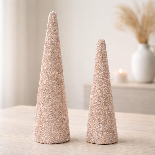 Rustic Beaded Cone Tree (Set of 2) For Sale - Image 3 of 5