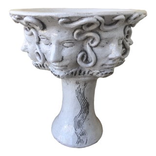 Vintage Large French Fiaence Medusa Head Planter For Sale