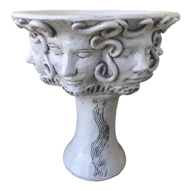 Vintage Large French Fiaence Medusa Head Planter For Sale