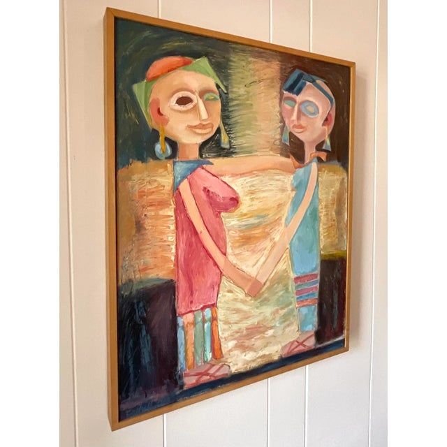 Add a touch of whimsical charm to your collection with this Vintage French Contemporary Modernist Figural on Canvas. This...
