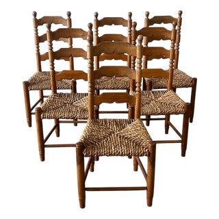 Vintage Brutalist Danish Oak Chairs by Hans Dau, 1940s, Set of 6 For Sale