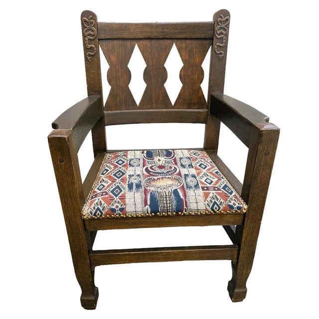 Arts & Crafts English Arts & Crafts Solid Quarter Sawn Oak Chair - Antique Late 19th Century For Sale - Image 3 of 4