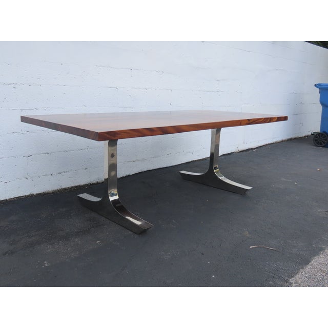 Solid Mahogany and Chrome Large Long Dining Table 6673 For Sale - Image 14 of 18