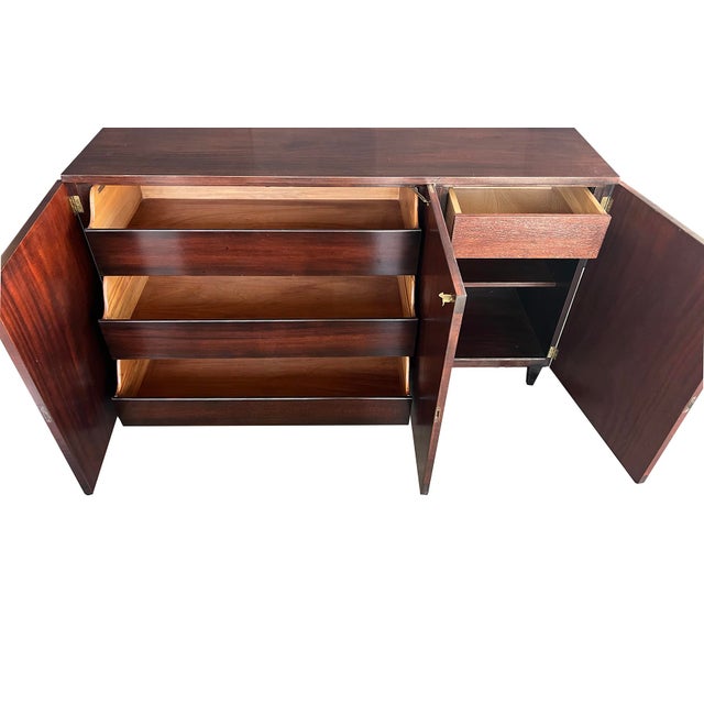 Mid-Century Modern John Stuart Mid-Century Three-Door Mahogany Cabinet/Sideboard/Credenza For Sale - Image 3 of 6