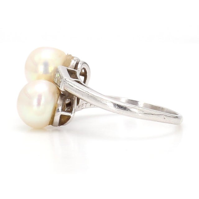 1920s Certified French Chaumet Toi Et Moi Platinum Art Deco Platinum Ring, Size 6.5 For Sale - Image 9 of 12