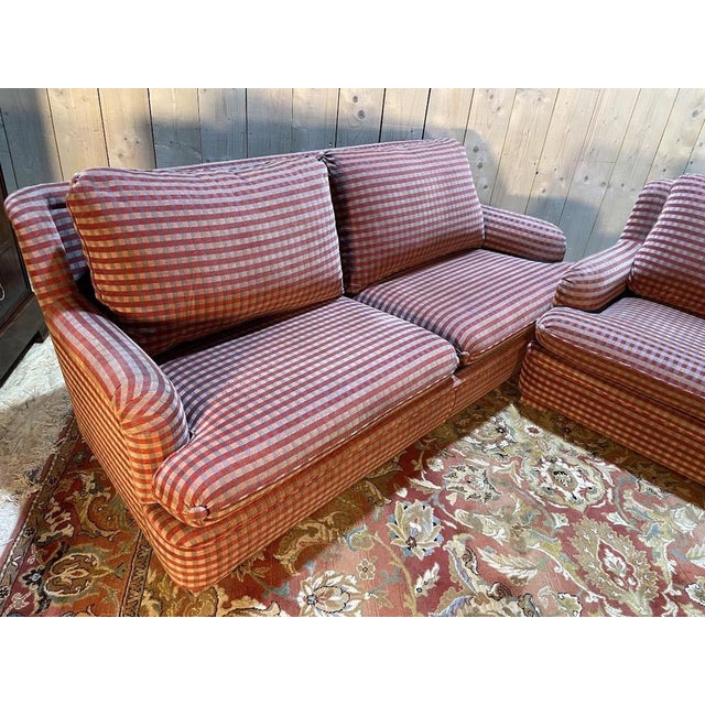 Red Two-Piece Plaid Sofa Set from Schwartz, Set of 2 For Sale - Image 8 of 9