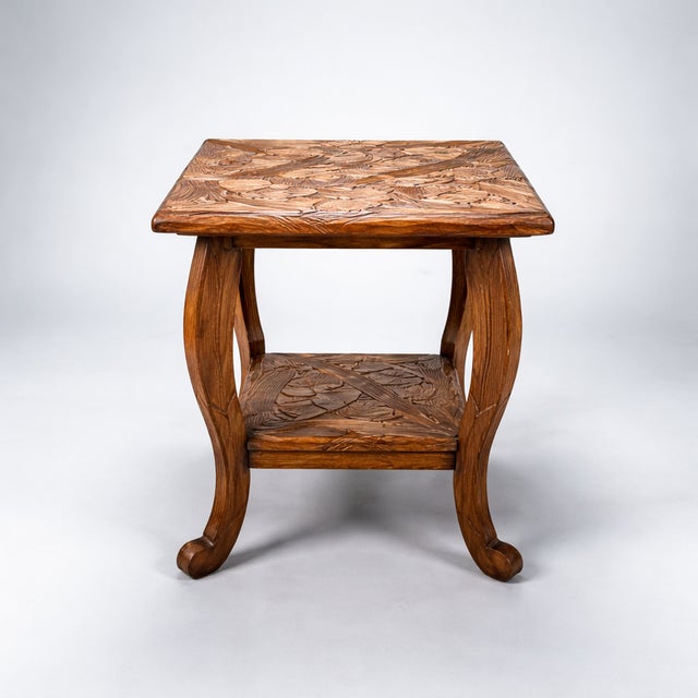 Antique Japanese Carved Fruitwood Side Table from Liberty of London, 1930s For Sale - Image 6 of 13