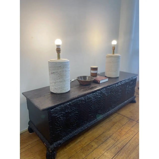 Stone Vintage Italian Travertine Table or Floor Lamps - Set of 2 For Sale - Image 7 of 12
