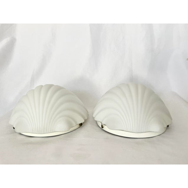 Mid Century German Glass Opaline Shell Sconces- a Pair For Sale - Image 11 of 12