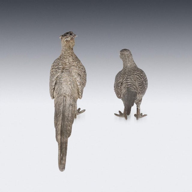 Vintage English Silver Pheasant Salt and Pepper Shakers from Asprey, 1970, Set of 2 For Sale - Image 4 of 18