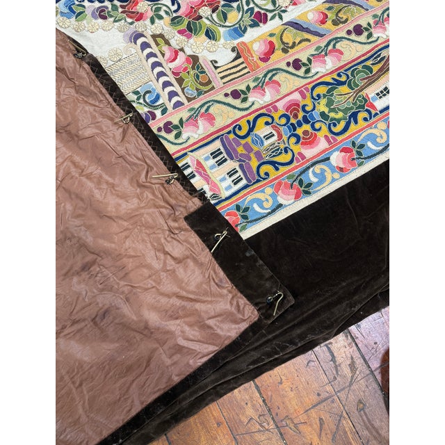 Blue Late 19th / E. 20th Century Ottoman Turkish Mihrab Embroidered Tapestry For Sale - Image 8 of 12