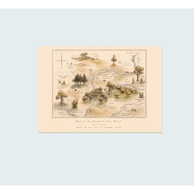 E H Shepard 1926 Antique Map of the Hundred Acre Wood Fine Art Mounted Board Print 30" X 24" For Sale - Image 11 of 12