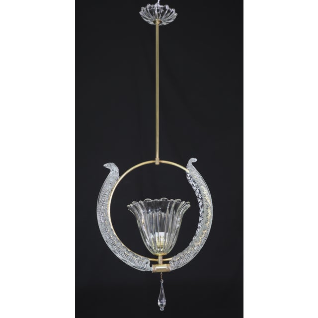 1950s Amazing Murano Glass Art Deco Pendant Chandelier by Ercole Barovier, 1940s For Sale - Image 11 of 16