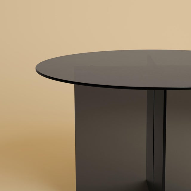 Contemporary Round Smoked Glass Dining Table by Lebanto For Sale - Image 3 of 4