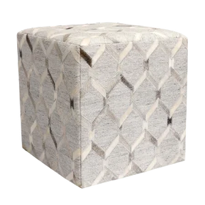 Pasargad Home Galaxy Cowhide & Sari Silk Square Pouf