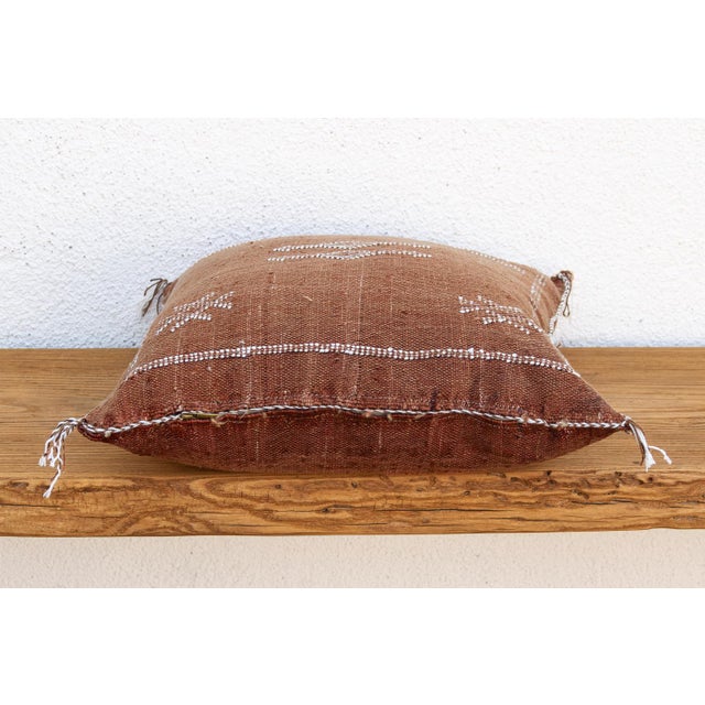 Textile Rusted Column Cactus Silk Moroccan Pillow For Sale - Image 7 of 8