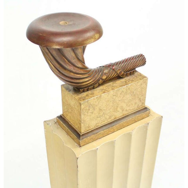 Art Deco Carved Horn Shape on Scallop Woden Pedestal Floor Lamp Base For Sale - Image 6 of 8