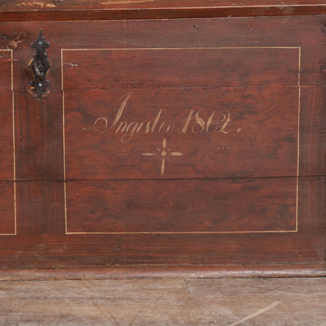 Danish Original Painted Dome Top Pine Trunk Dated 1862 For Sale - Image 13 of 15