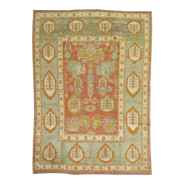Early 20th Century Antique Zabihi Collection Turkish Oushak Rug - 6'4" x 8'7" For Sale