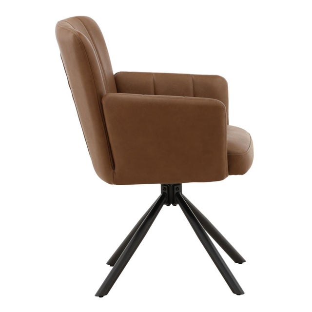 Cinnamon Leather Swivel Dining Chair For Sale - Image 4 of 6