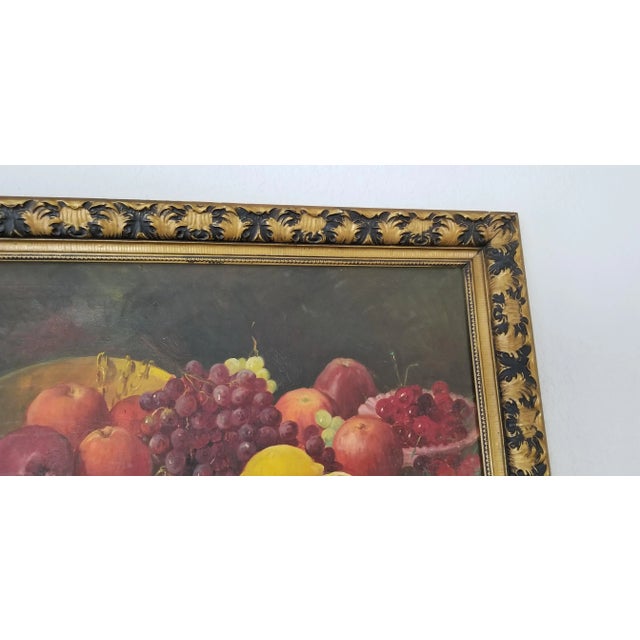 Vintage Fruit Still Life Oil on Canvas Painting, Signed For Sale - Image 11 of 13