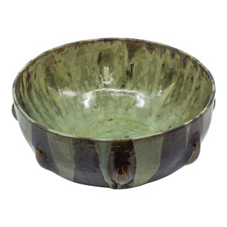 Mid 20th Century Green Decorative Bowl, Signed by Artist For Sale