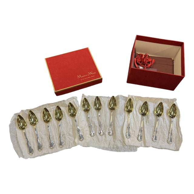 Silver-Plated Russell Pattern Grapefruit Spoons by Mappin & Webb, Set of 12 For Sale