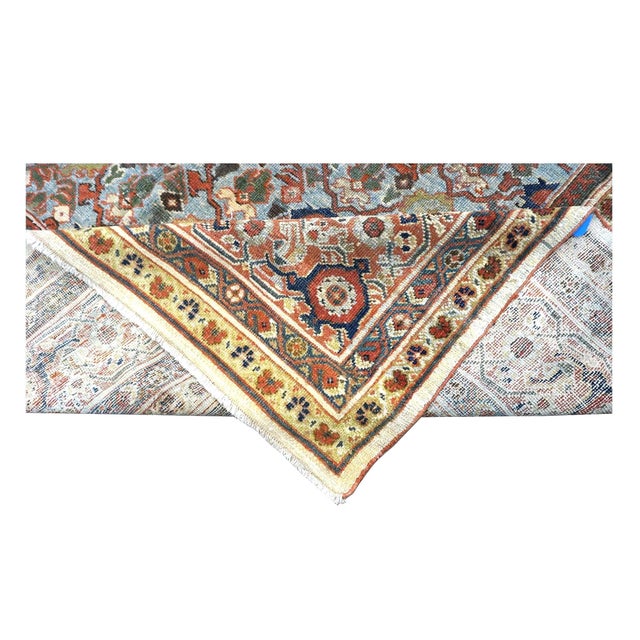 Antique Persian Wool Sultanabad 12 x 19 Light Blue, Red & Ivory Handmade Area Rug #1140844 For Sale In Houston - Image 6 of 7