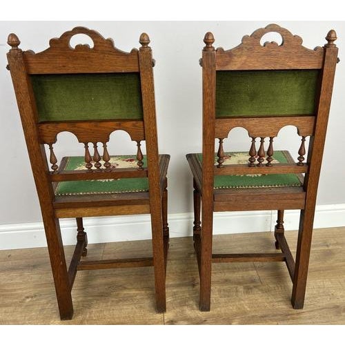 Antique French Oak Floral Upholstered Chairs, Set of 2 For Sale - Image 5 of 11