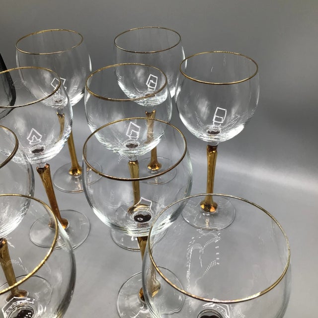 Versailles Gold Stem Wine Glasses With Gold Rim by Colony - Set of 11 For Sale - Image 9 of 13