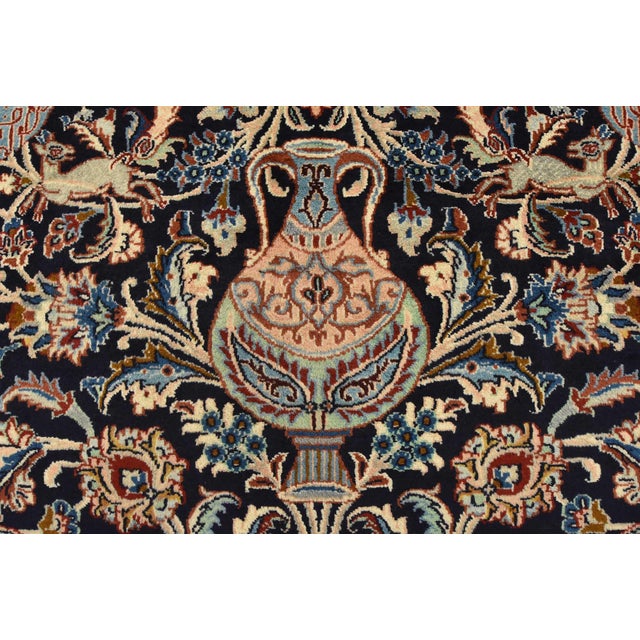 Fine Kashmar Rug 6’4” X 9’5” Blue Wool Vintage Hand-Knotted Oriental Carpet For Sale - Image 10 of 15