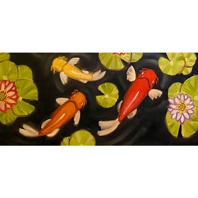 Koi Pond Original Oil Painting Stephen McDonough For Sale - Image 4 of 7