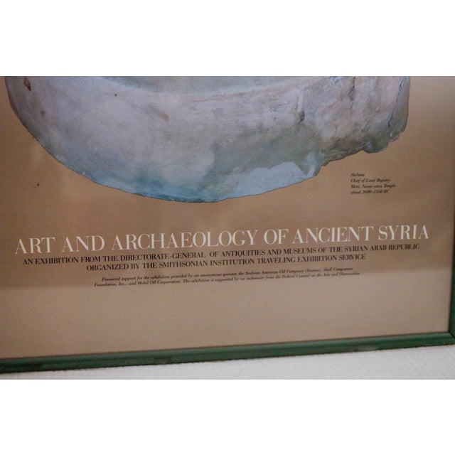 Figurative 1980s Vintage "Ebla to Damascus" Original Smithsonian Exhibition Poster in Sage Green Metal Frame For Sale - Image 3 of 11