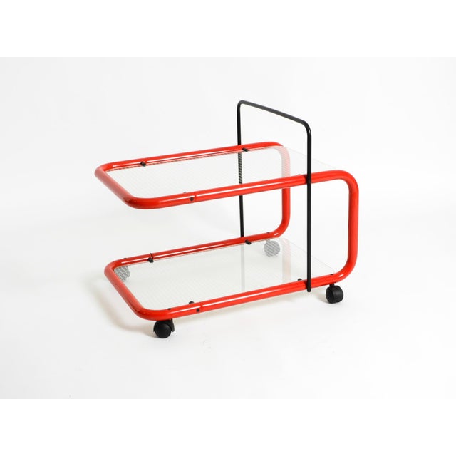 Red Italian Bar Cart in Metal and Glass, 1980s For Sale - Image 8 of 18
