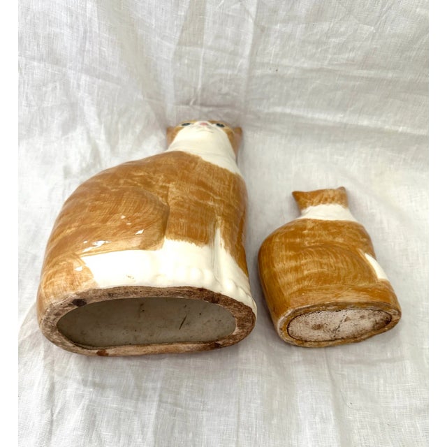 1950s Vintage Pair of Ns Gustin Co. Ceramic Tabby Cat Figures For Sale - Image 5 of 6