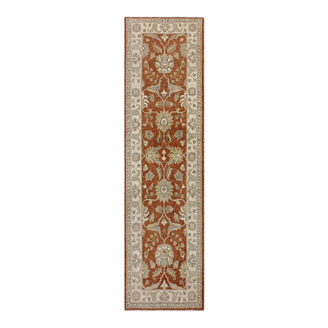 Ziegler 1990's Rust/Ivory Wool Runner Rug- 2'8'' X 8'10'' For Sale
