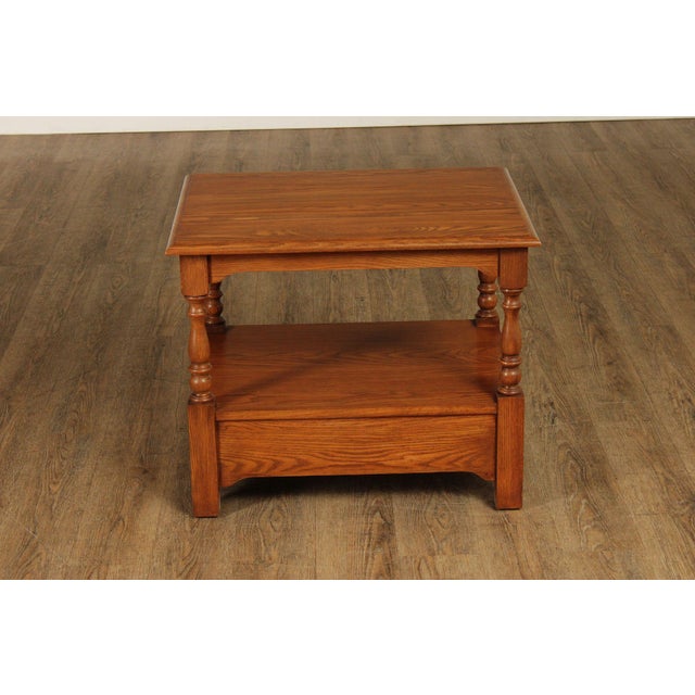 Pennsylvania House Solid Oak Two Tier End Table With Drawer For Sale - Image 14 of 18