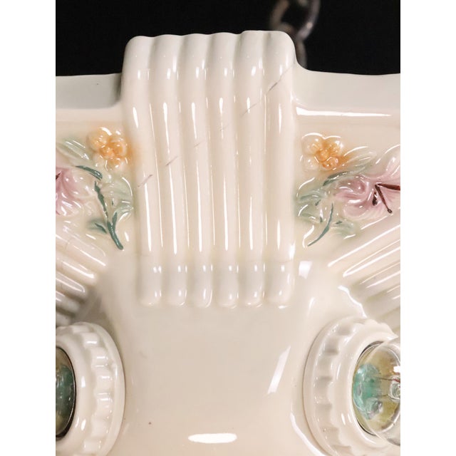Cream Restored 1930s Art Deco Ceramic Flush Mount Light For Sale - Image 8 of 8